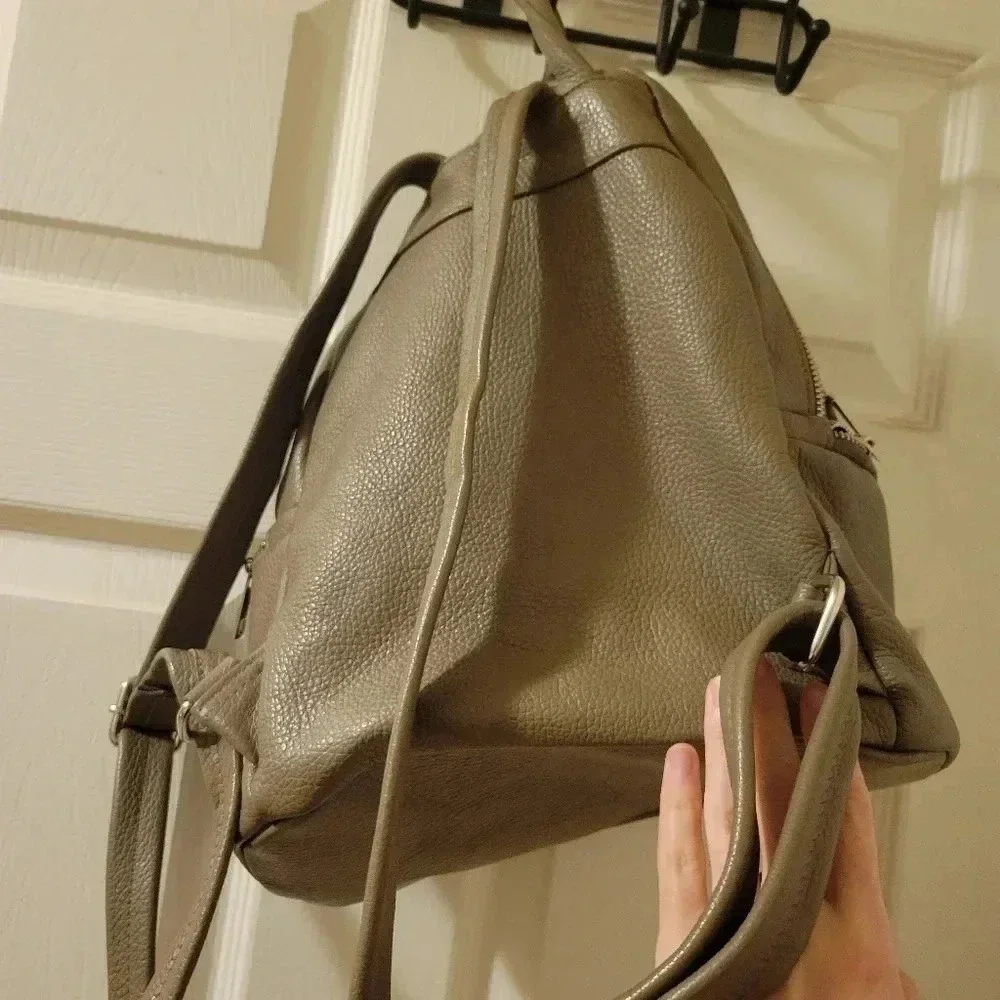 MAISON HERITAGE Paris Basi Leather Backpack in Tan Mauve Grey